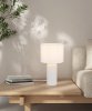 Lampka nocna stołowa ceramiczna podstawa tkaninowy abażur biała minimalistyczna klasyczna BLAIR R51811031 Rl